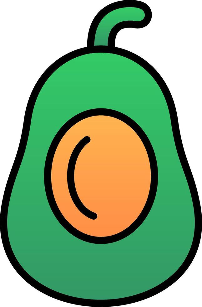 avocado's lijn gevulde helling icoon vector