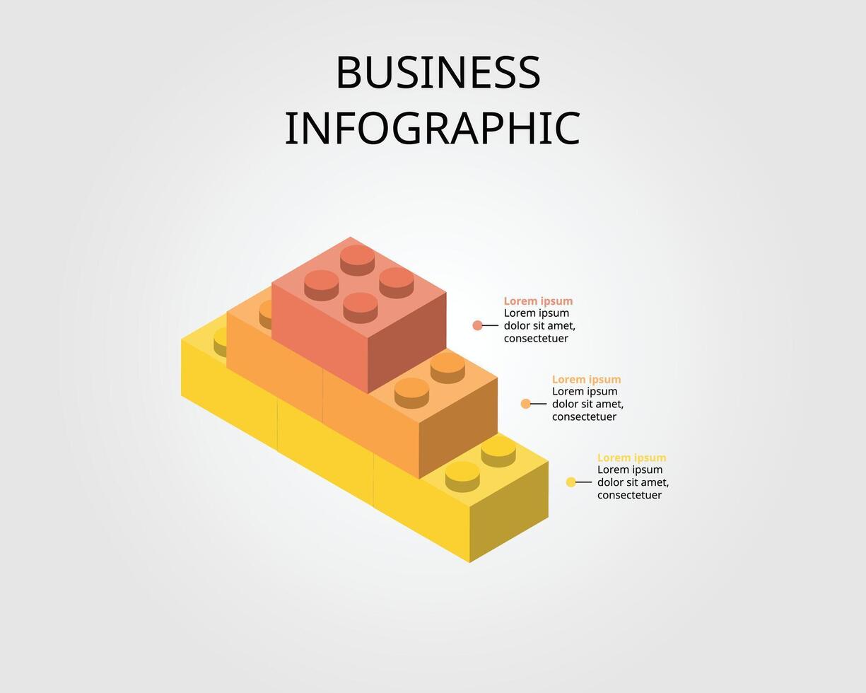 piramide steen tabel sjabloon voor infographic voor presentatie voor 3 element vector