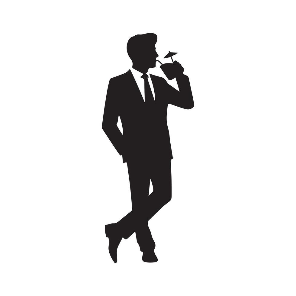 een Mens drinken vector silhouet zwart illustratie geïsoleerd Aan een wit achtergrond