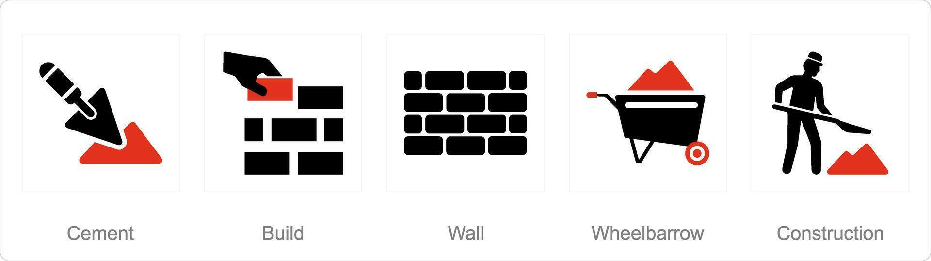 een reeks van 5 bouwen pictogrammen net zo cement, bouwen, muur vector