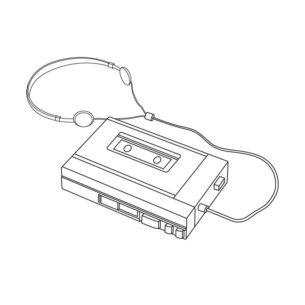 hand- getrokken kinderen tekening tekenfilm vector illustratie cassette speler icoon geïsoleerd Aan wit