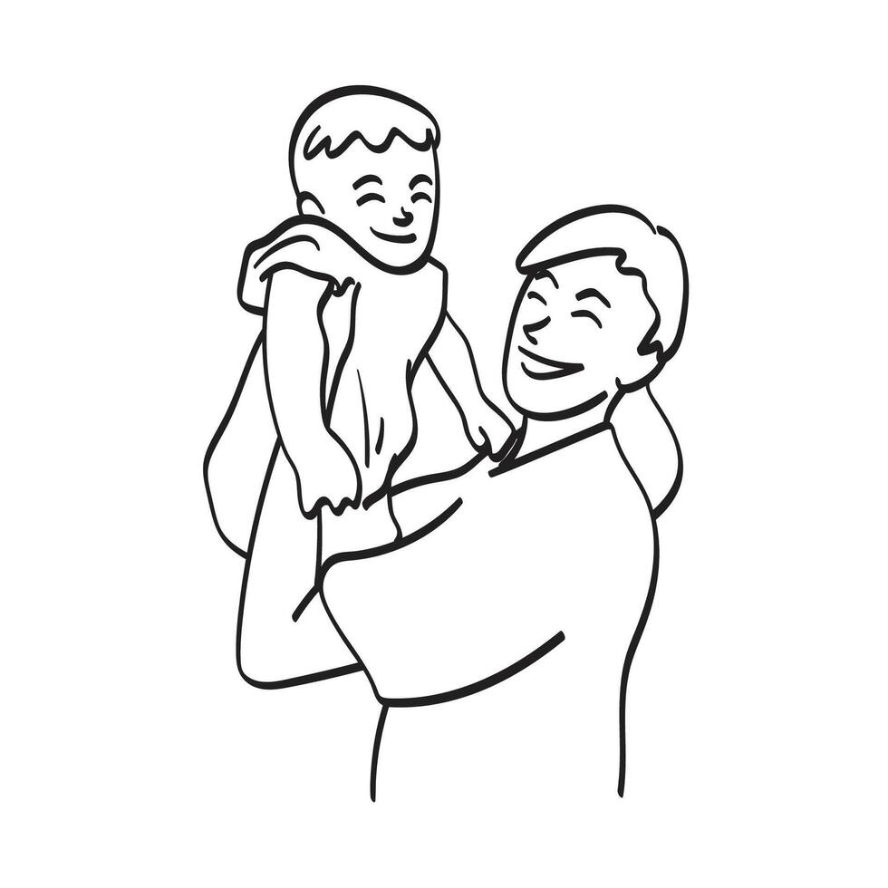 moeder Holding baby kind illustratie vector hand- getrokken geïsoleerd Aan wit achtergrond