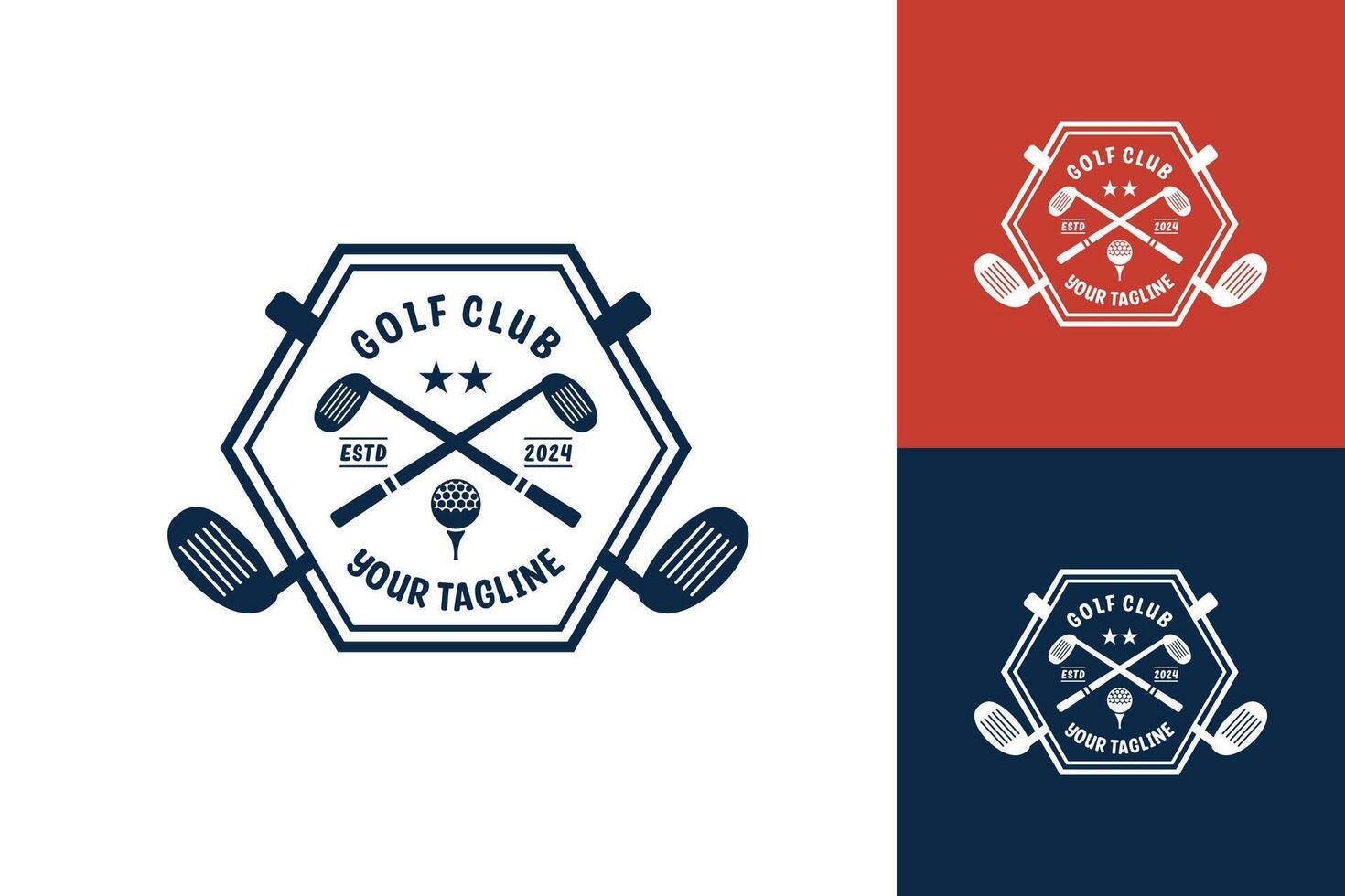 modern vlak ontwerp uniek golf bal club grafisch logo sjabloon en minimalistische golfen logo concept vector