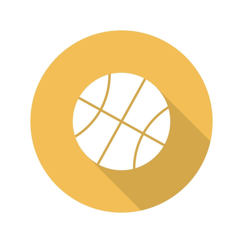 basketbal bal platte ontwerp lange schaduw glyph pictogram. vector silhouet illustratie