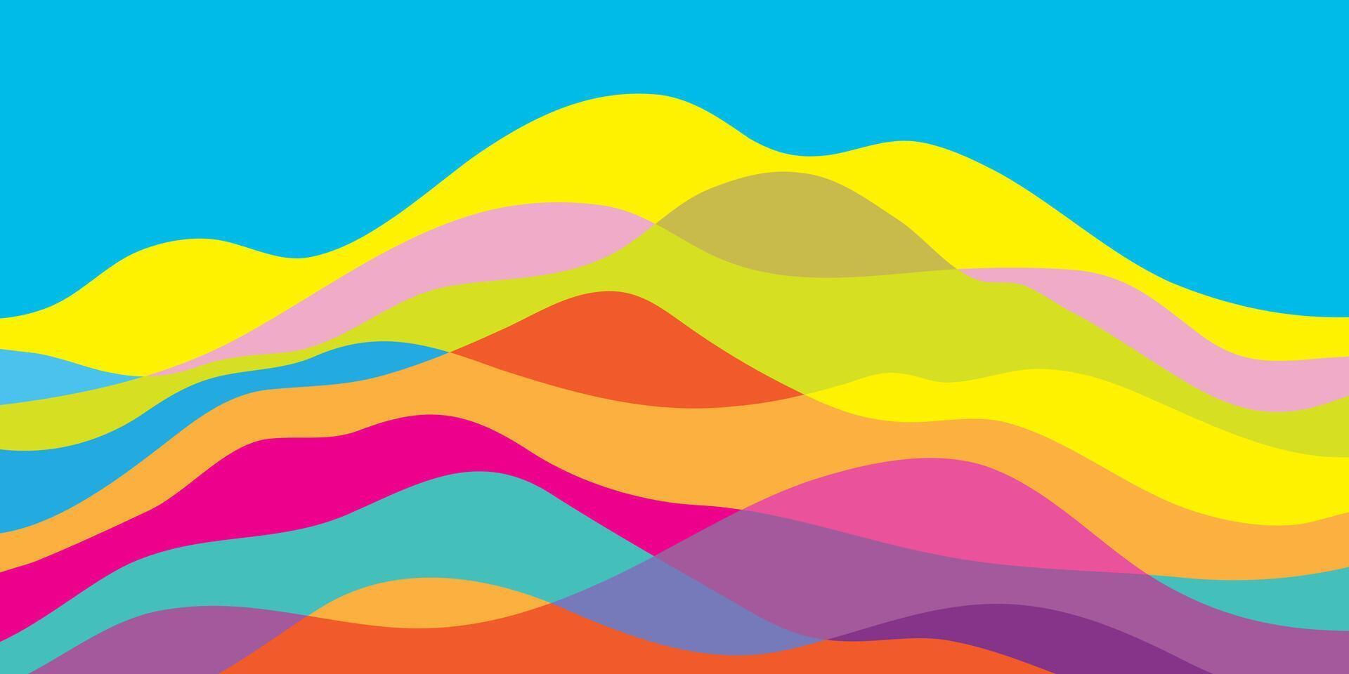 berg kleuren, doorzichtig golven, zonsondergang, abstract glas vormen, modern achtergrond, ontwerp vector illustratie