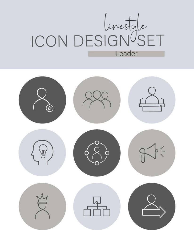 lijnstijl icoon ontwerp reeks leider vector