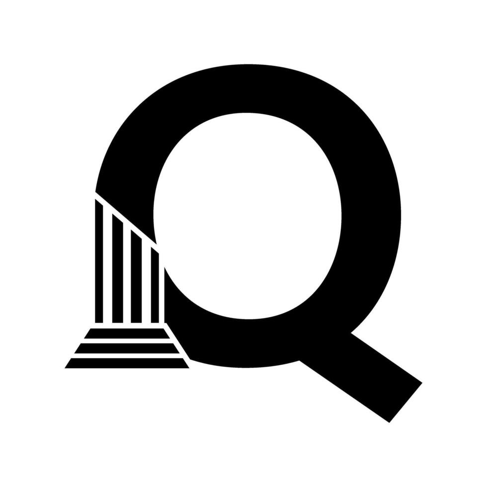 zonder serif brief q pijler wet logo vector