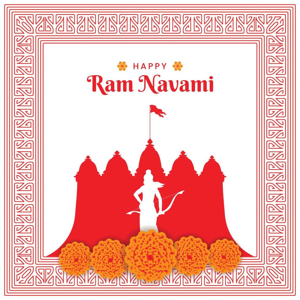 Hindoe festival gelukkig RAM navami viering groet kaart banier ontwerp vector