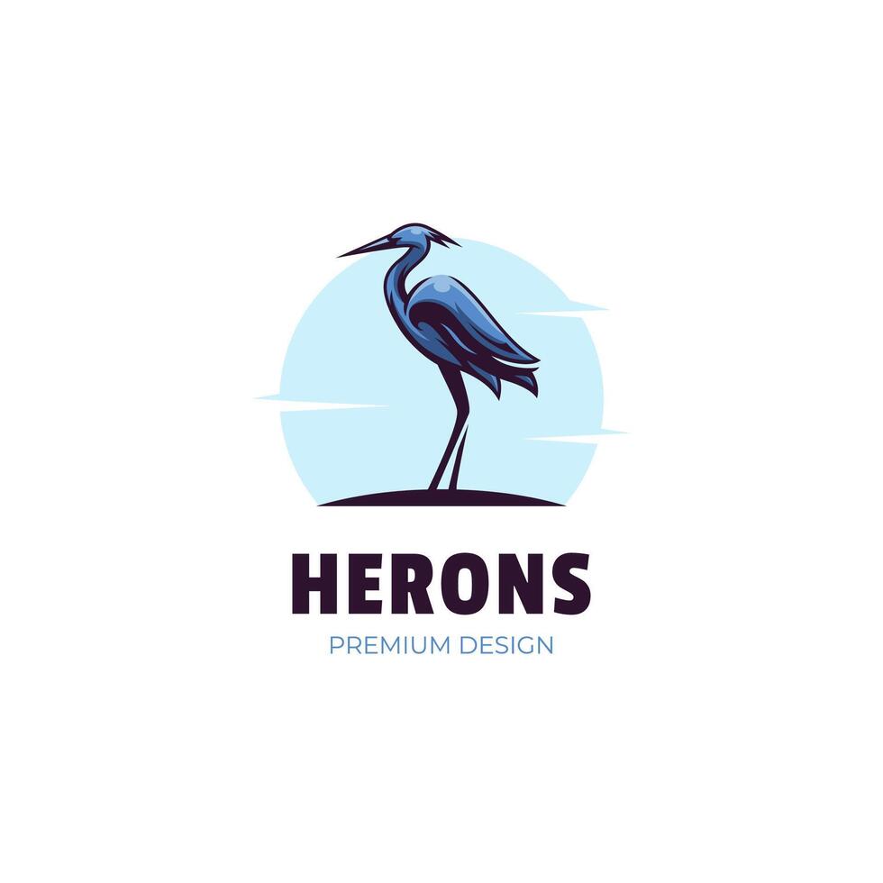 silhouet reiger logo ontwerp illustratie. wijnoogst reigers vogel kleur stijl vector logo sjabloon