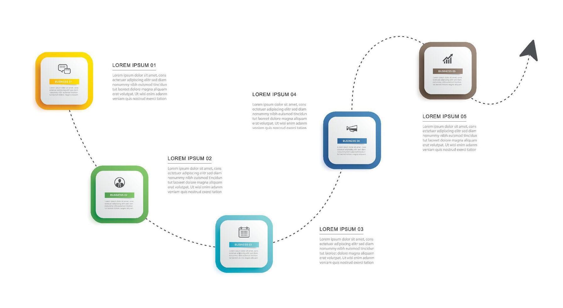 5 gegevens infographics tijdlijn sjabloon. illustratie bedrijf abstract achtergrond. vector