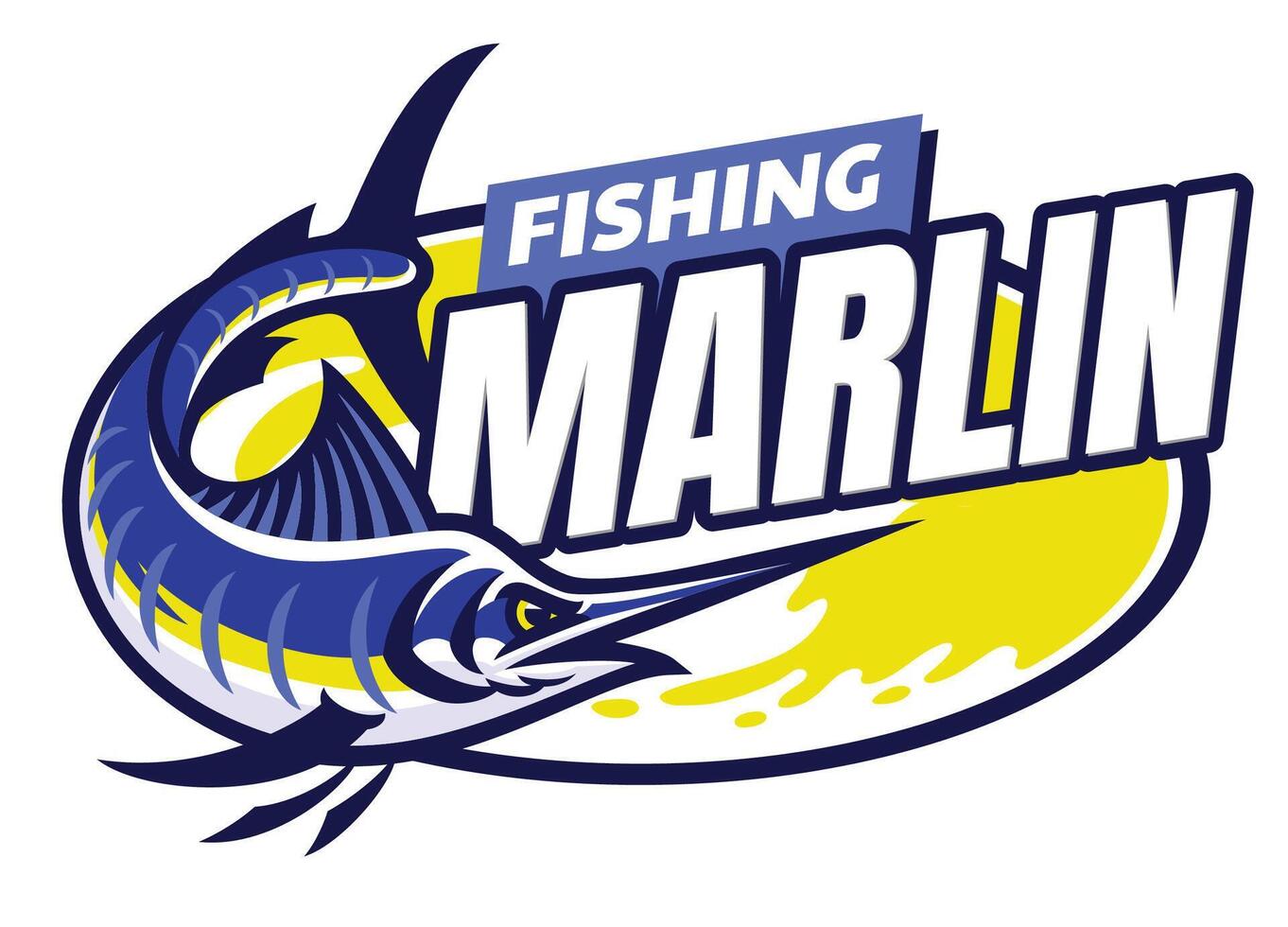 marlijn visvangst mascotte logo ontwerp vector