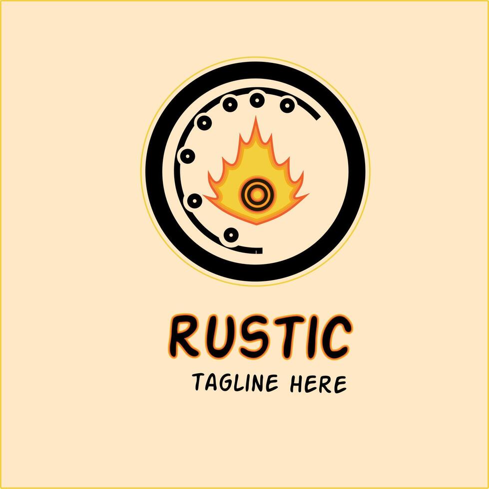 rustiek logo ontwerp met een brand in de centrum vector