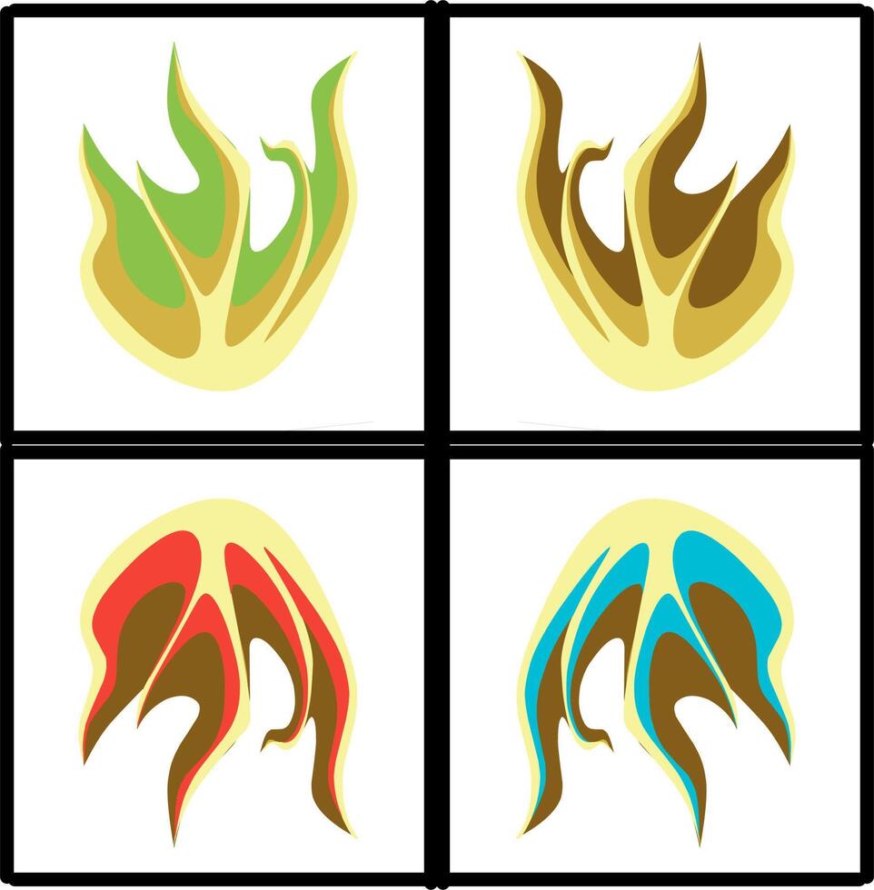 vier verschillend gekleurde vlammen met verschillend ontwerpen vector