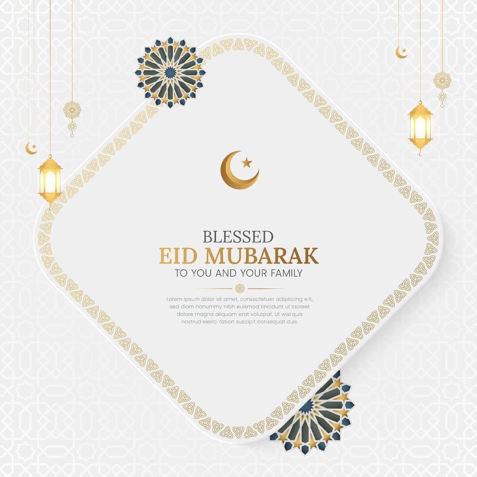 eid mubarak sier- groet kaart met Arabisch patroon en decoratief kader vector