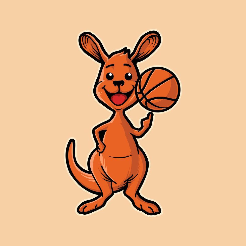 vector illustratie van een kangoeroe met een basketbal