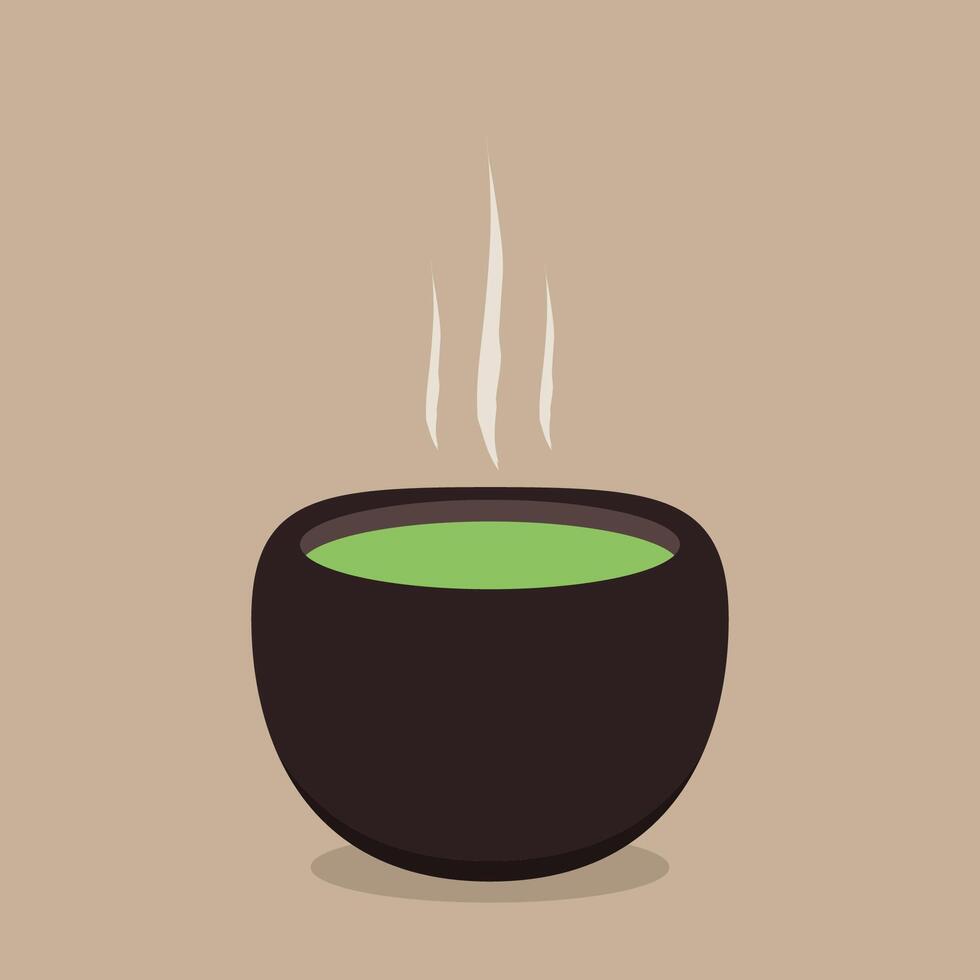 matcha kop vector. groen thee vector. behang. vrij ruimte voor tekst. symbool. matcha poster ontwerp. vector