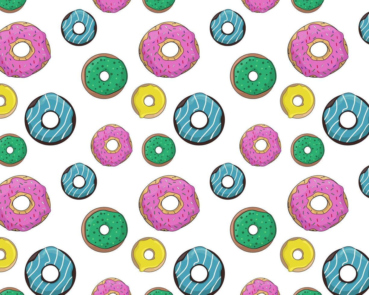 zoet gekleurd donutspatroon, vectorafbeeldingen vector