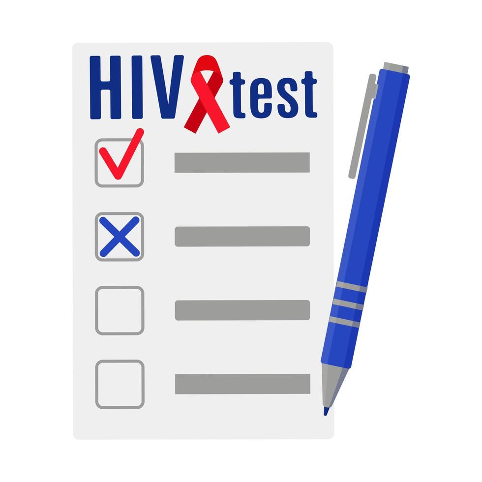 vectorspatie met resultaten of bloedonderzoek voor hiv. vector