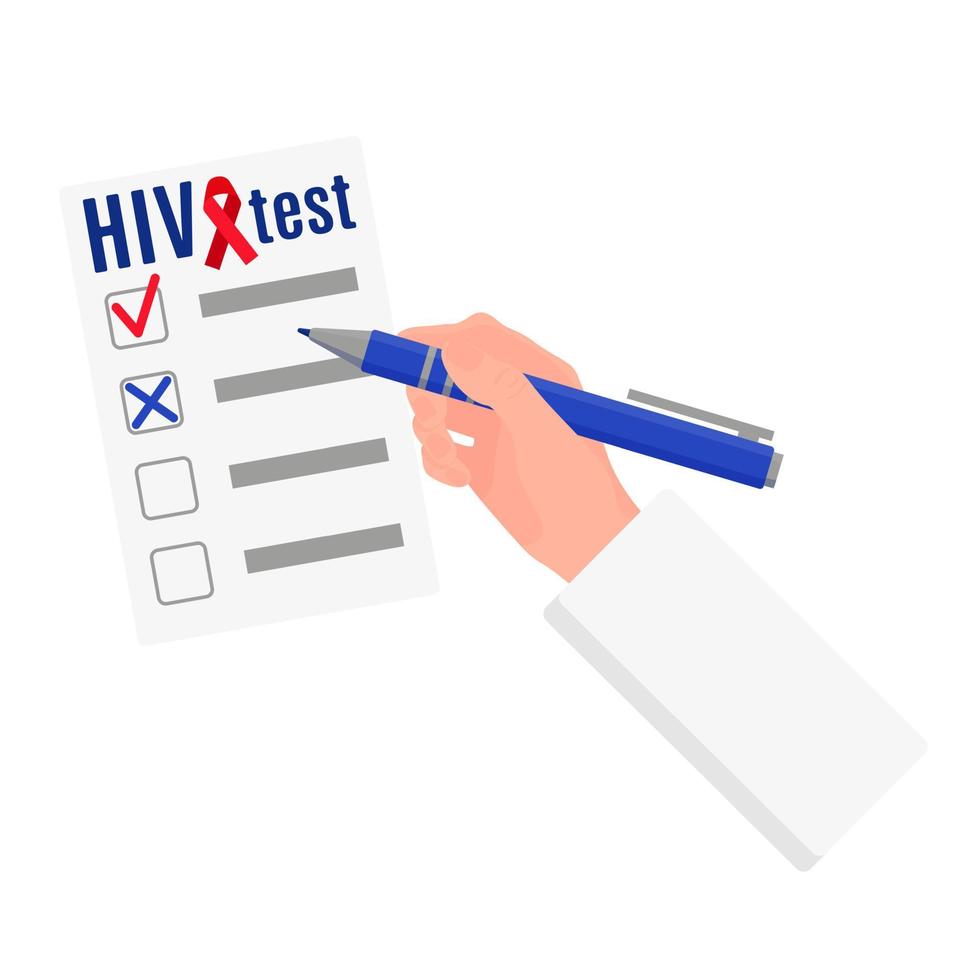 vectorspatie met resultaten of bloedonderzoek voor hiv. vector