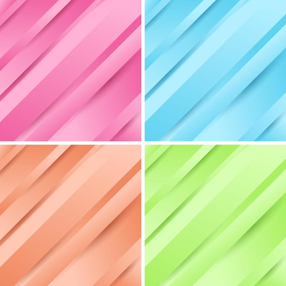 set van abstracte geometrische diagonale roze, blauwe, groene, beige gradiëntkleuren achtergrond vector