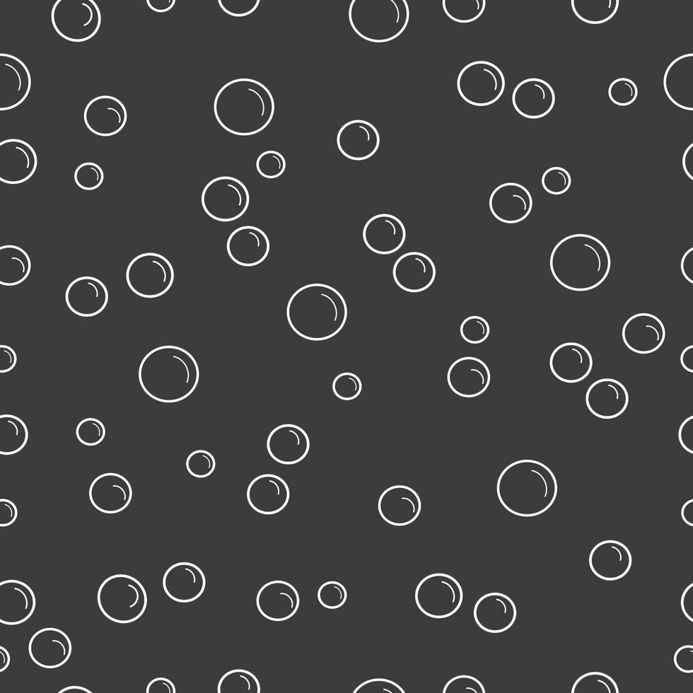 abstracte bubbels naadloze patroon, witte cirkels op zwarte achtergrond. vector illustratie