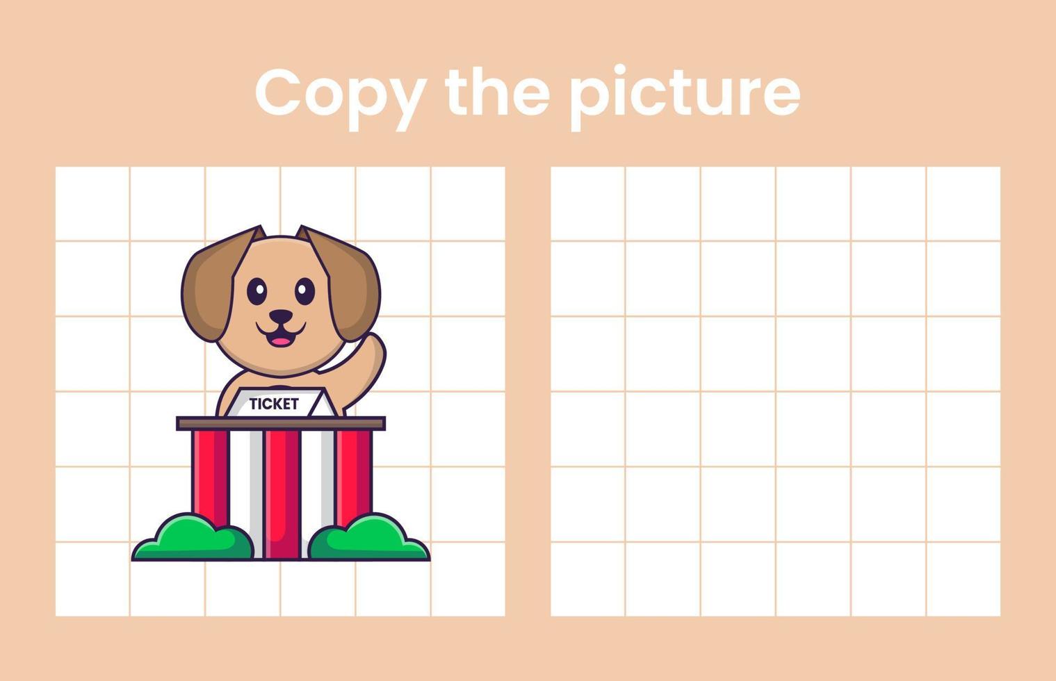 kopieer de afbeelding van een schattige hond. educatief spel voor kinderen. cartoon vectorillustratie vector