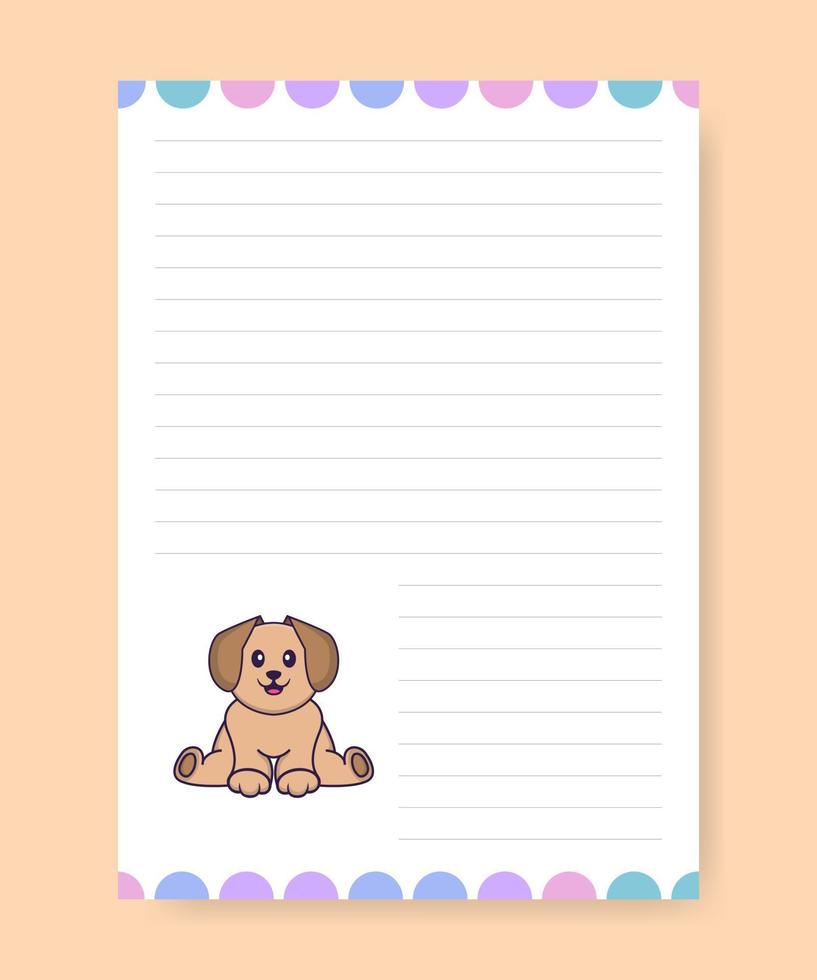 plannerpagina en takenlijst met schattige hond. cartoon vectorillustratie. vector