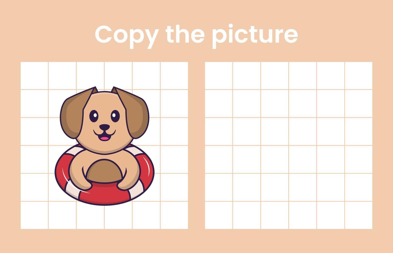 kopieer de afbeelding van een schattige hond. educatief spel voor kinderen. cartoon vectorillustratie vector