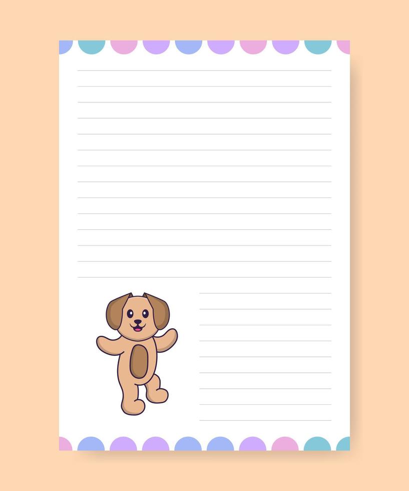 plannerpagina en takenlijst met schattige hond. cartoon vectorillustratie. vector