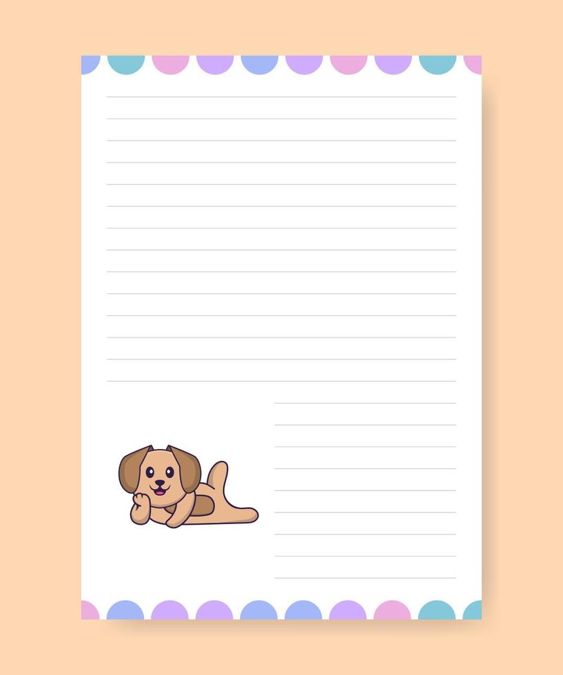 plannerpagina en takenlijst met schattige hond. cartoon vectorillustratie. vector