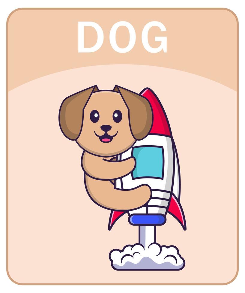 alfabet flashcard met schattige hond stripfiguur. vector