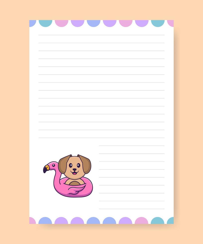 plannerpagina en takenlijst met schattige hond. cartoon vectorillustratie. vector