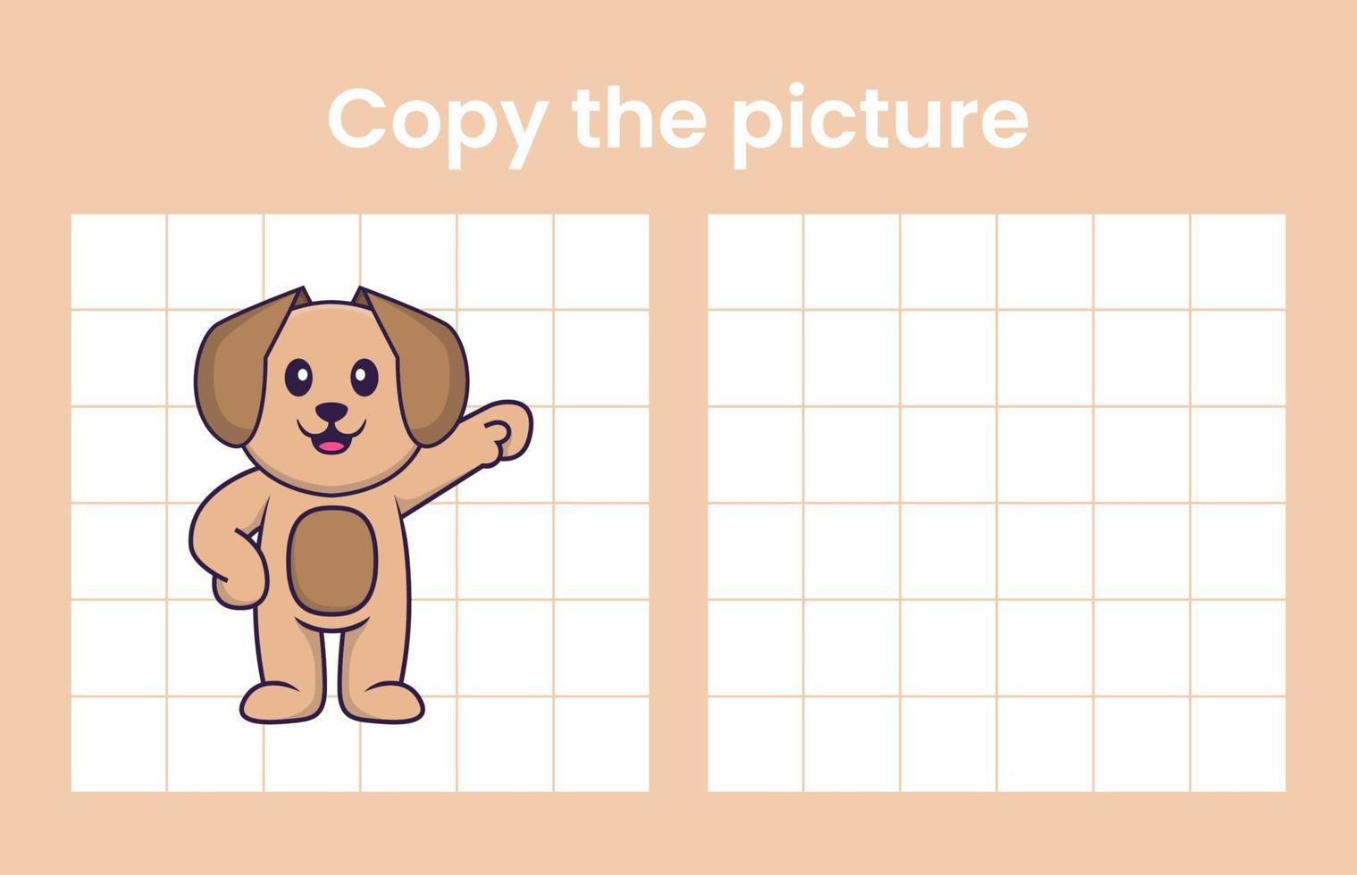 kopieer de afbeelding van een schattige hond. educatief spel voor kinderen. cartoon vectorillustratie vector