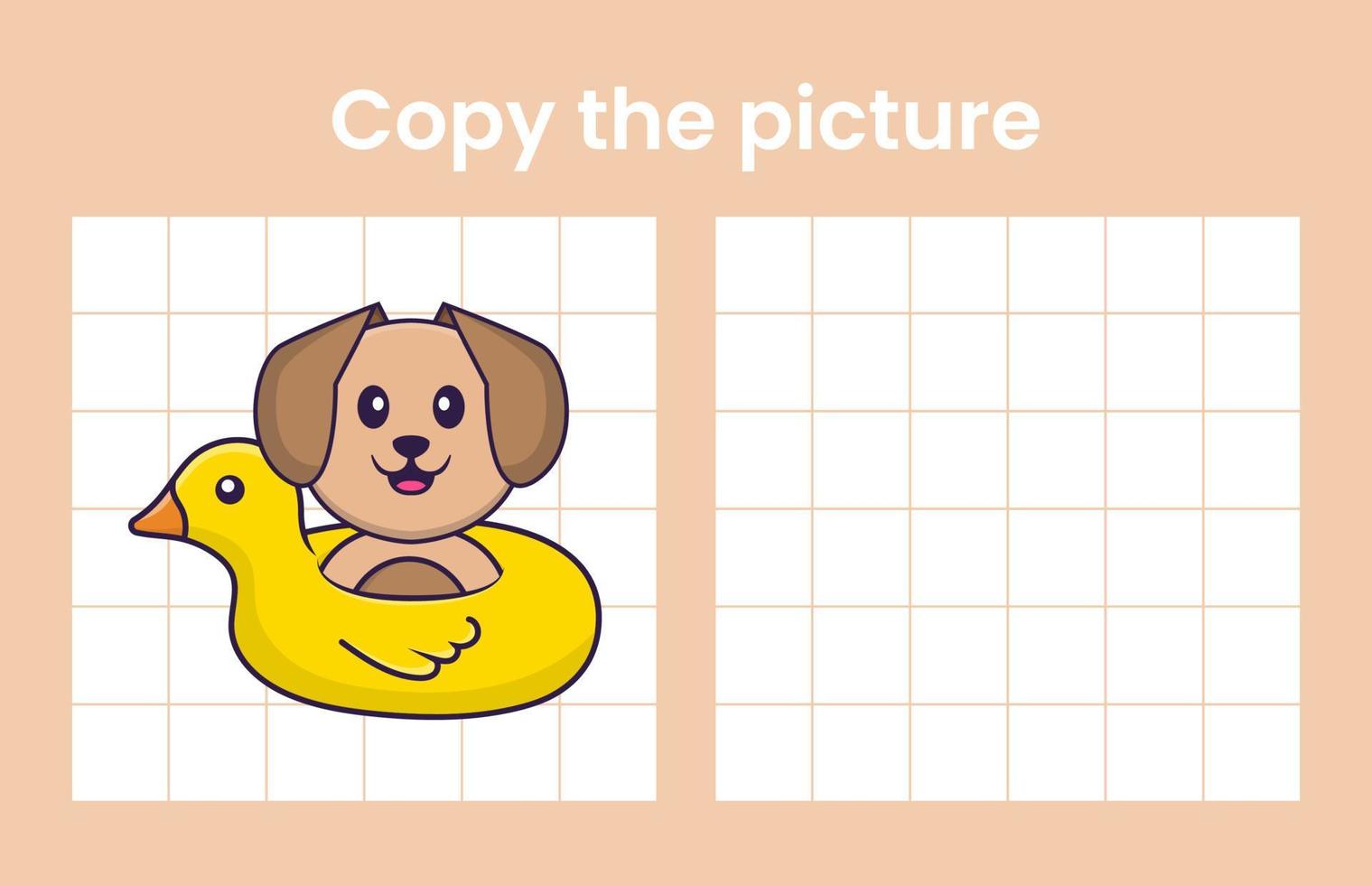 kopieer de afbeelding van een schattige hond. educatief spel voor kinderen. cartoon vectorillustratie vector