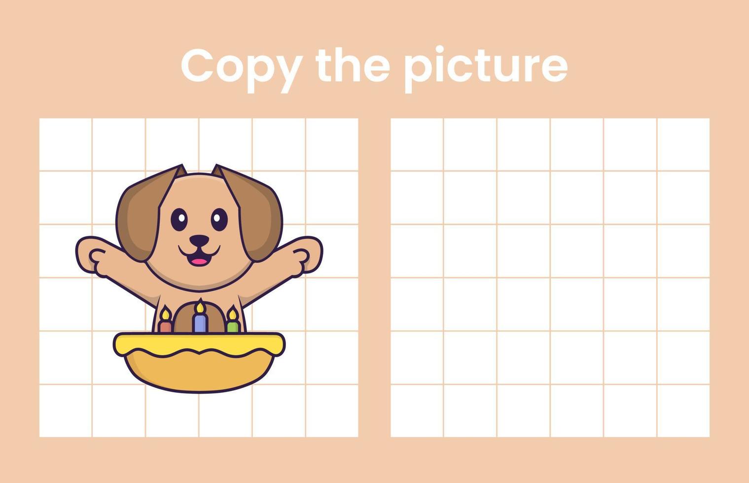 kopieer de afbeelding van een schattige hond. educatief spel voor kinderen. cartoon vectorillustratie vector