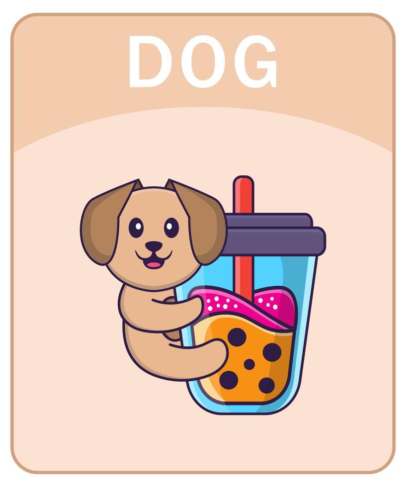 alfabet flashcard met schattige hond stripfiguur. vector