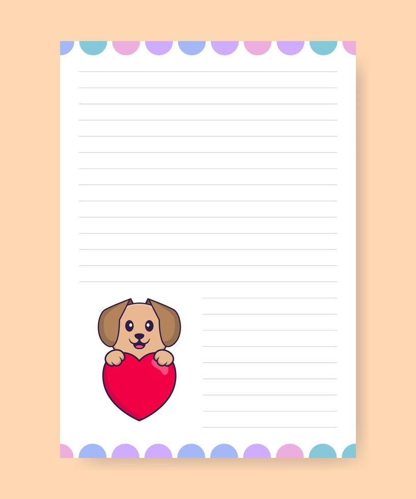 plannerpagina en takenlijst met schattige hond. cartoon vectorillustratie. vector