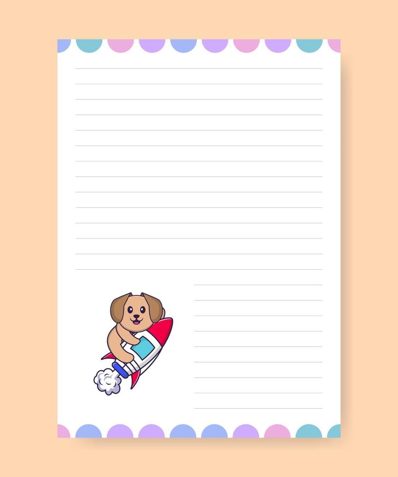 plannerpagina en takenlijst met schattige hond. cartoon vectorillustratie. vector