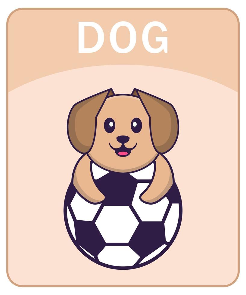 alfabet flashcard met schattige hond stripfiguur. vector