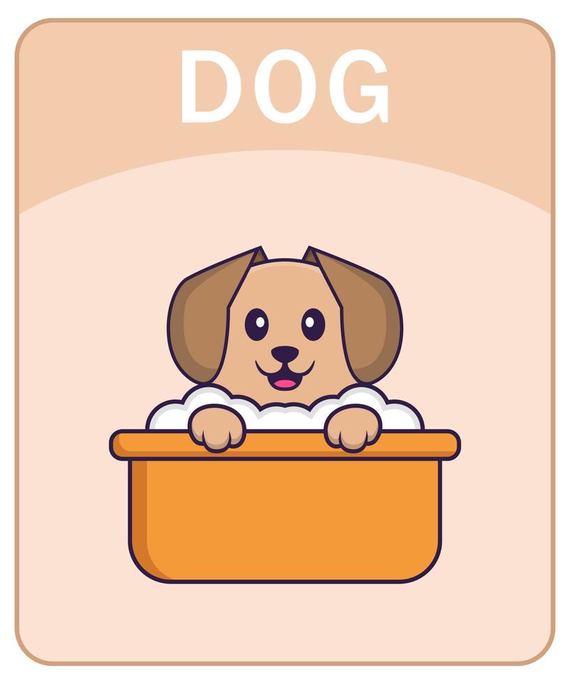 alfabet flashcard met schattige hond stripfiguur. vector