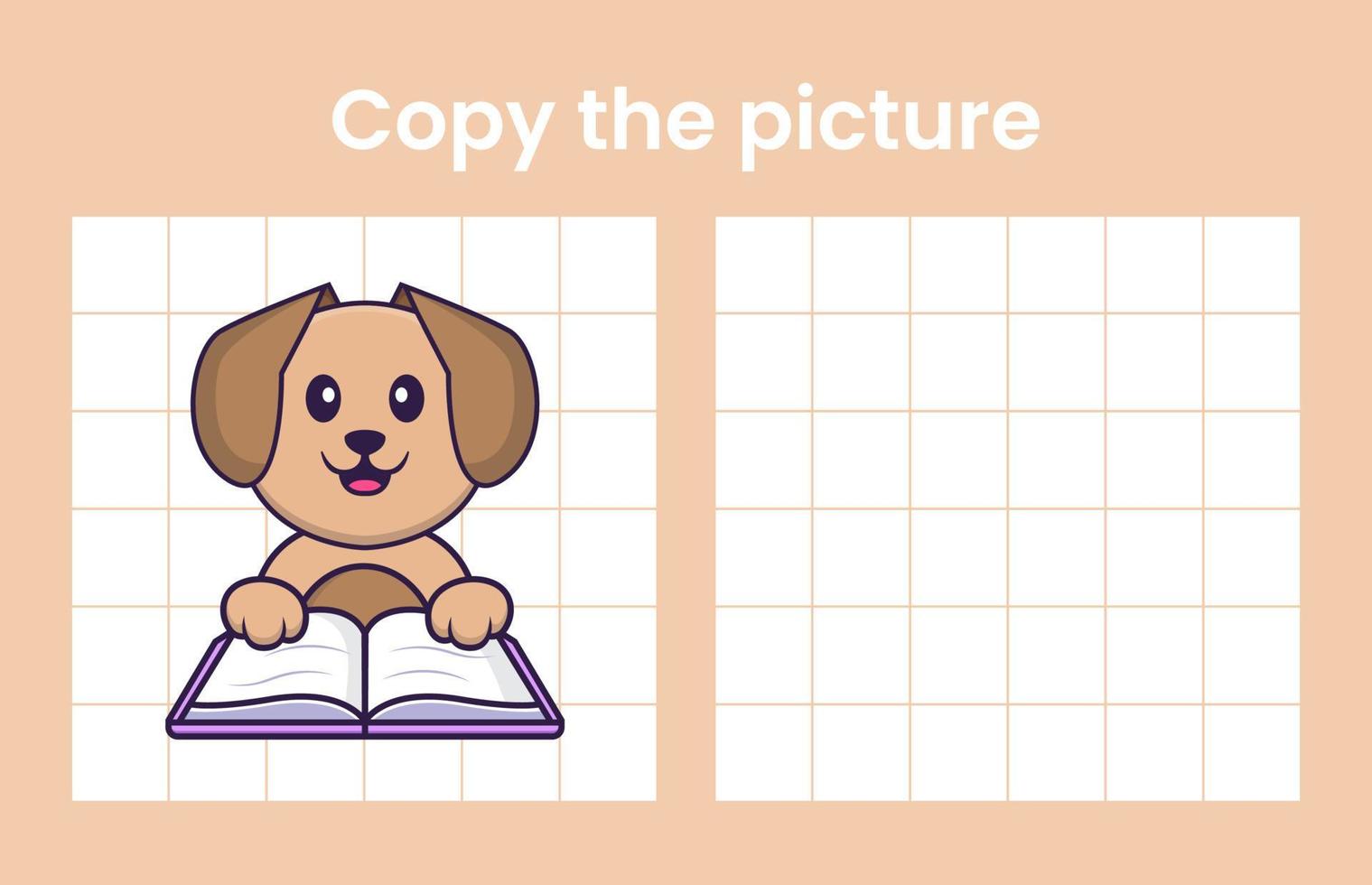 kopieer de afbeelding van een schattige hond. educatief spel voor kinderen. cartoon vectorillustratie vector