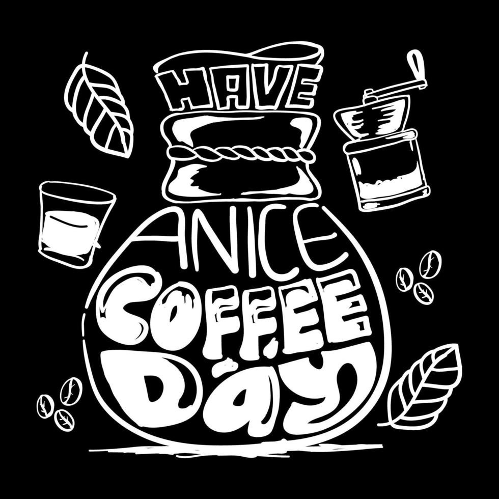 hand tekenen koffie typografie vector