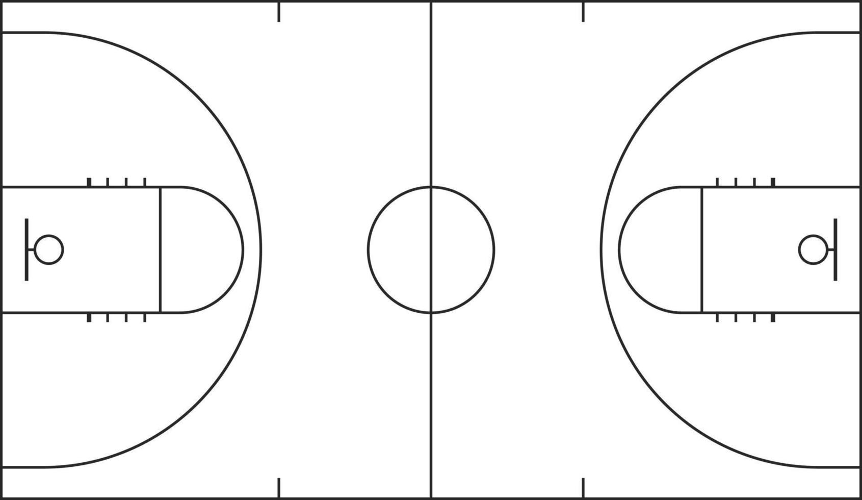 bovenaanzicht van basketbalveldlijn vector