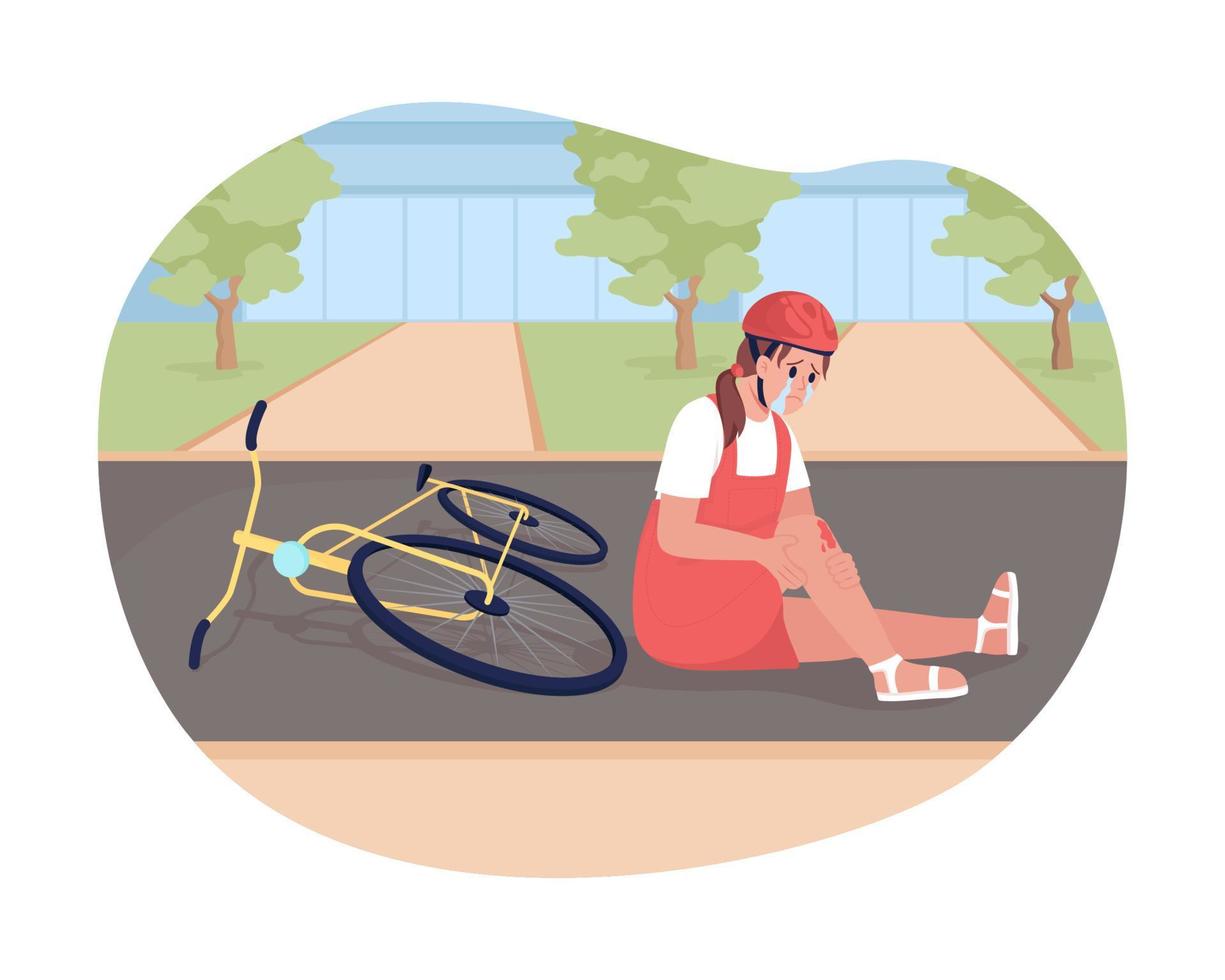 fietsongeval in de kindertijd 2d vector geïsoleerde illustratie