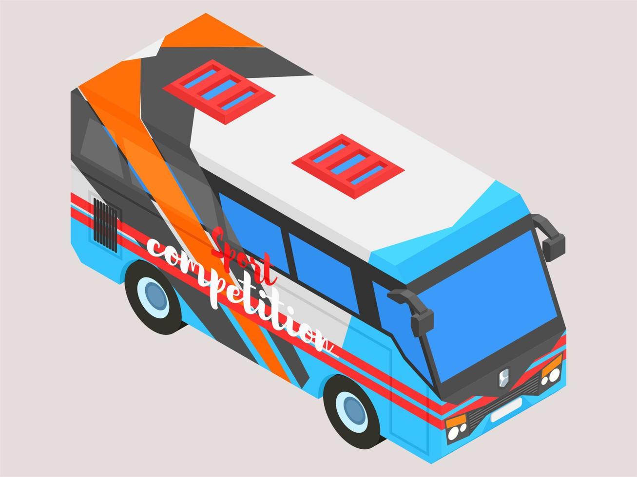 isometrische kleine sportbus vector