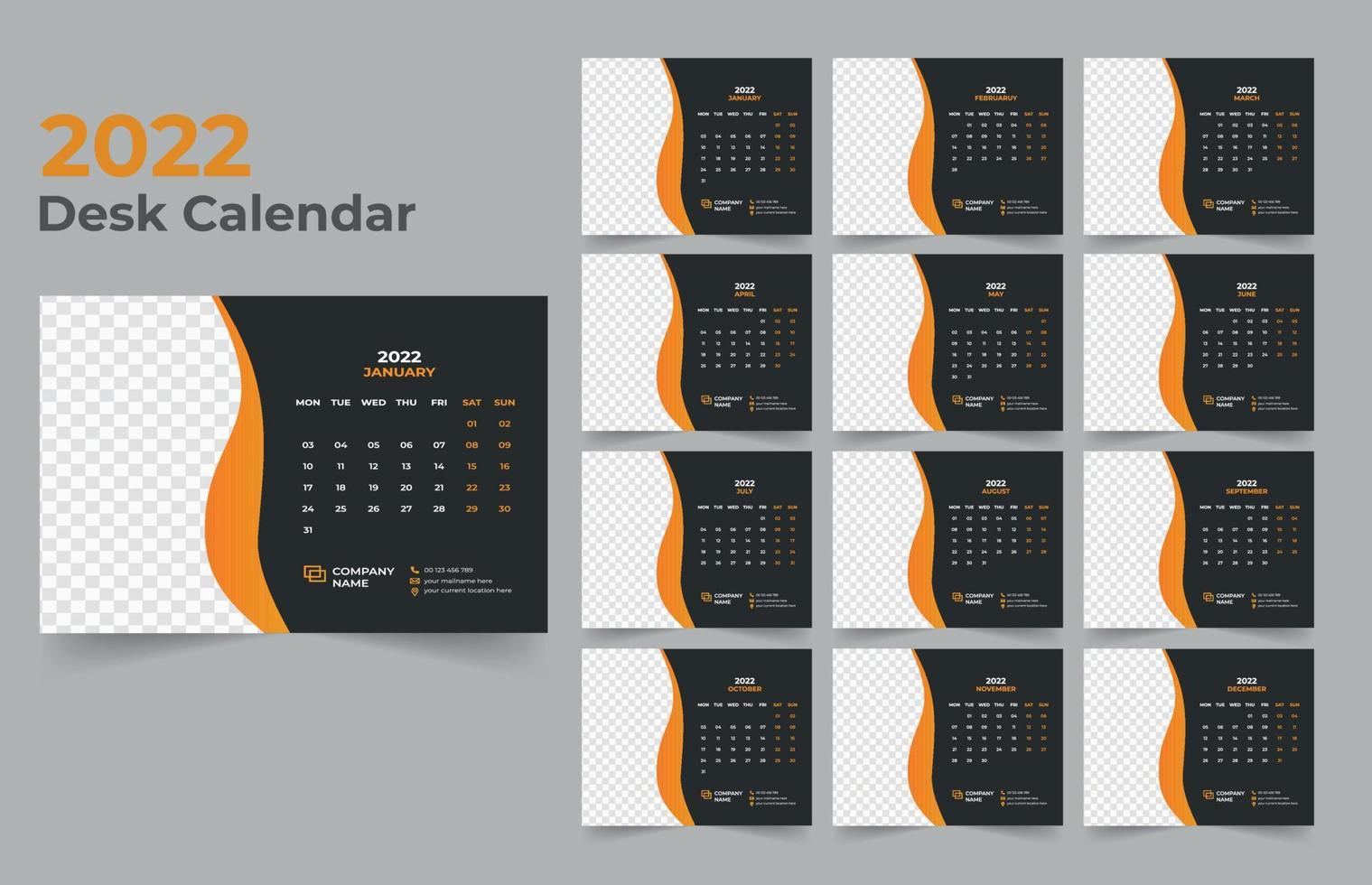 bureaukalender ontwerp 2022 vector