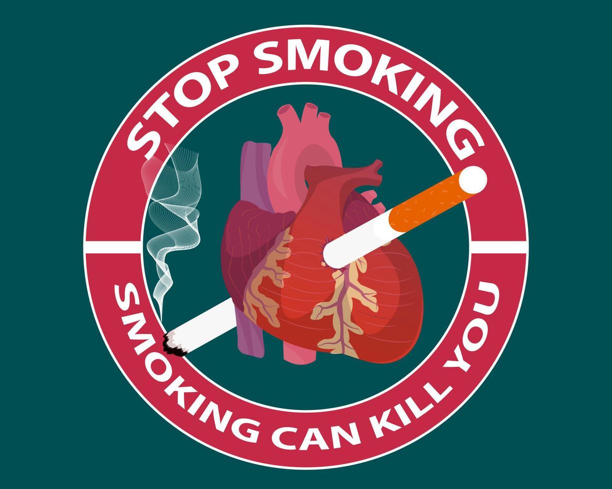 stop met roken waarschuwing, logo, banner, sjabloon, onderwijs, enz. door vector