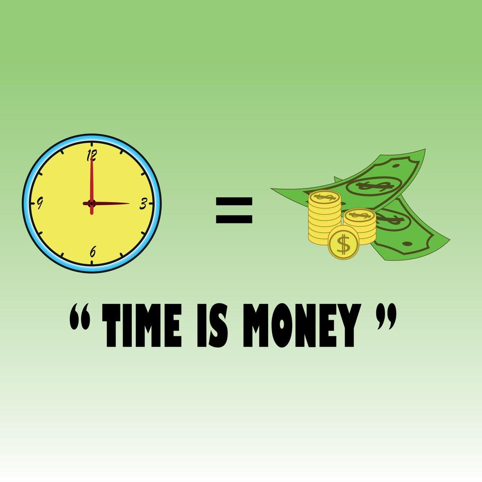 citaat tijd is geld, illustratie met afbeelding, voor sjabloon, pictogram, door vector