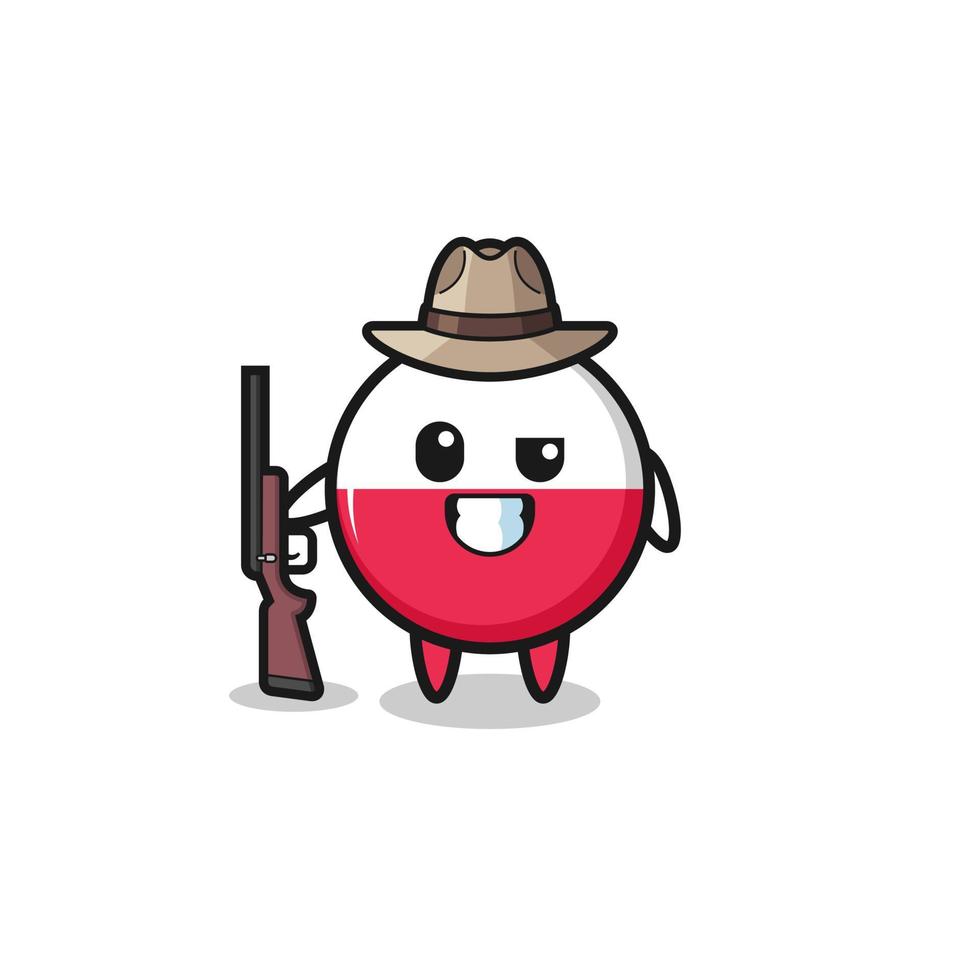 Polen vlag jager mascotte met een pistool vector