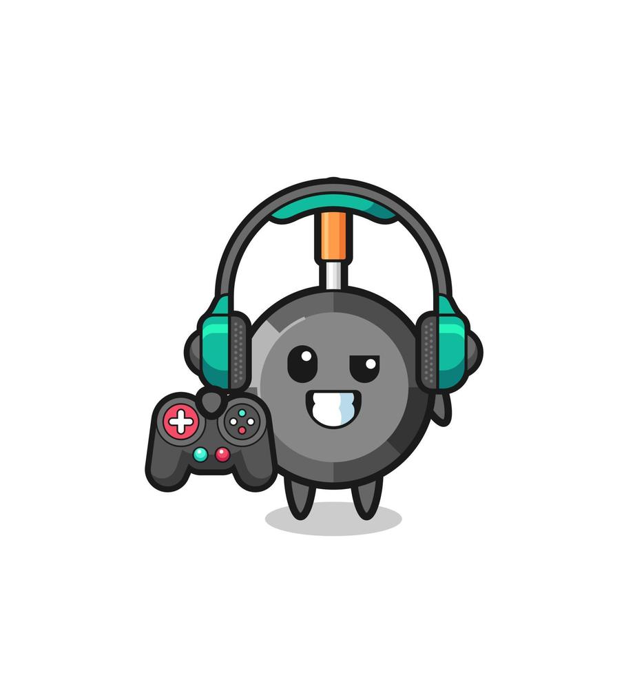 braadpan gamer-mascotte met een gamecontroller vector